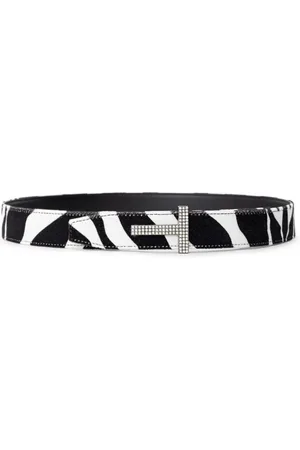 Tom Ford Tilbehør, Dame, Sort, 75 CM, Læder, Sort & Hvid Læder Krystal Bælte
