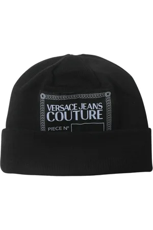 VERSACE Tilbehør, Herre, Sort, ONE SIZE, Luksus Broderet Sort Hat