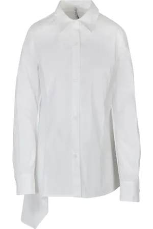 LIVIANA CONTI Bluser & Skjorter, Dame, Hvid, S, Bomuld, Asymmetrisk Poplin Skjorte
