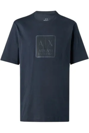 Armani Exchange Top, Herre, Blå, L, Bomuld, Basis Bomuld Rund Hals T-Shirt