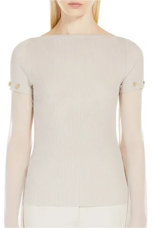 Sportmax Strik, Dame, , L, Polyester, Stræk viskose top i tortora