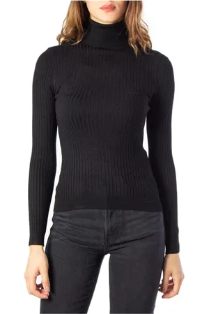 ONLY Strik, Dame, Sort, L, Uld, Elegant Sort Turtleneck Strik