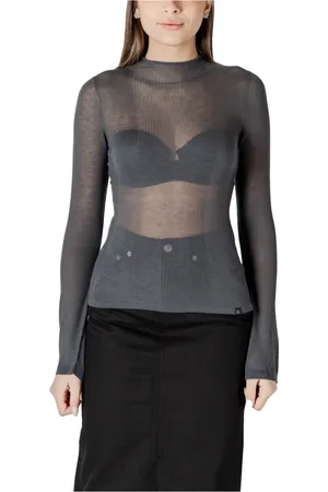 Calvin Klein Strik, Dame, Grå, L, Uld, Grå Turtleneck Strik til Kvinder