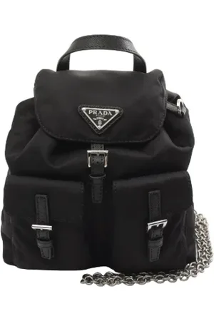 Prada Pre-owned, Dame, Sort, ONE SIZE, Uld, Pre-owned Canvas crossbody-tasker