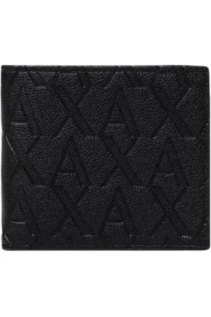 Armani Exchange Tilbehør, Herre, Sort, ONE SIZE, Uld, Sort Læderpung Stilfuldt Design