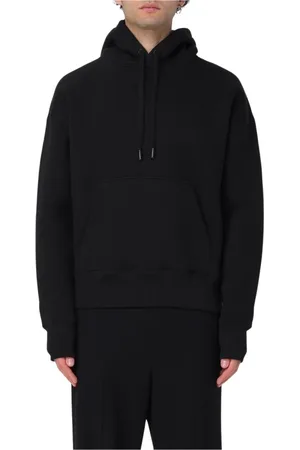 Ami Sweathshirts & Hoodies, Herre, Sort, S, Luksuriøs Striktrøje med Ribbede Detaljer