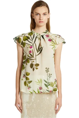 iBlues Bluser & Skjorter, Dame, Flerfarvet, S, Chiffon, Blomstret Chiffon Skjorte Cabiria Beige