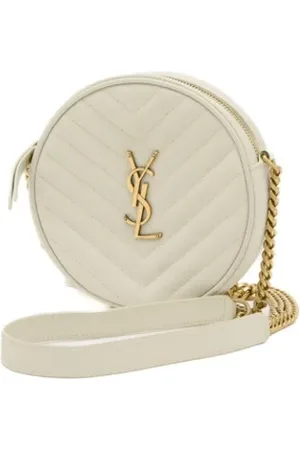 Saint Laurent Pre-owned, Dame, Hvid, ONE SIZE, Uld, Pre-owned Laeder skuldertasker