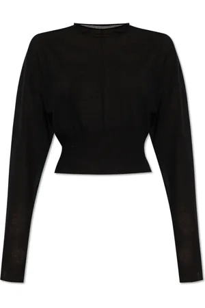 Rick Owens Strik, Dame, Sort, M, Uld, Uld Sweater Cropped