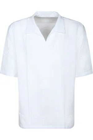 OFFICINE GENERALE Top, Herre, Hvid, M, Hvid Stribet Poloshirt