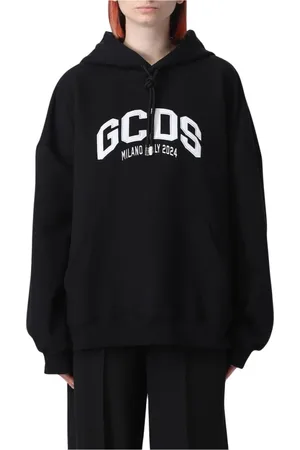 GCDS Sweathshirts & Hoodies, Dame, Sort, L, Bomuld, Sort Oversized Hoodie