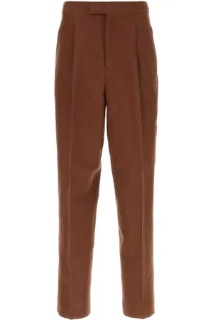 Ermenegildo Zegna Bukser, Herre, Rød, M, Linned, Mursten Linnedbukser