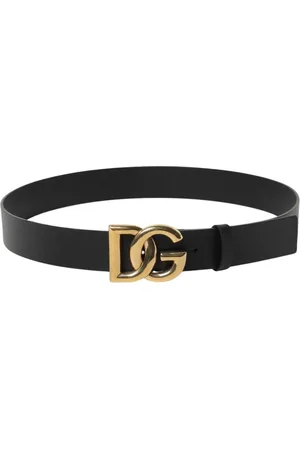 Dolce & Gabbana Tilbehør, Herre, Sort, 105 CM, Læder, Sort læderbælte med DG-spænde