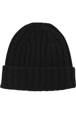 Aspesi Tilbehør, Herre, Sort, ONE SIZE, Uld, Klassisk Ribstrikket Beanie Hat