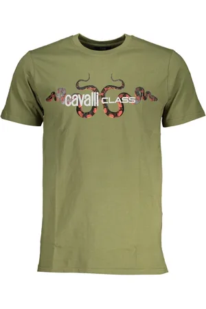 Roberto Cavalli Top, Herre, Grøn, XL, Grøn Herre T-shirt med korte ærmer