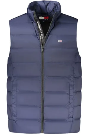 Tommy Hilfiger Jakke, Herre, Blå, 2XL, Uld, Blå Polyamid Ærmeløs Jakke med Lommer