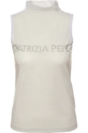 Patrizia Pepe Top, Dame, Hvid, S, Hvid Lurex Ærmeløs Top