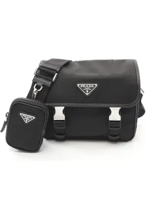 Prada Pre-owned, Herre, Sort, ONE SIZE, Uld, Pre-owned Canvas crossbody-tasker