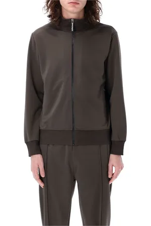 Palm Angels Sweathshirts & Hoodies, Herre, Grå, S, Uld, Buet Logo Track Jacket med Ikonisk Bånd
