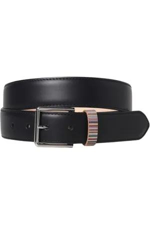 Paul Smith Tilbehør, Herre, Sort, 90 CM, Læder, Elegant Læderbælte med Multistripet Detalje