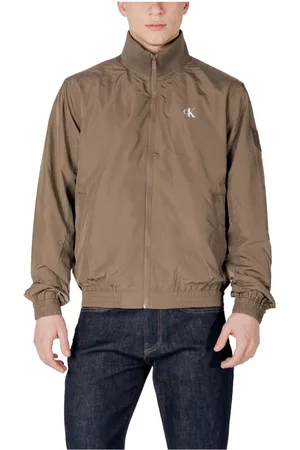 Calvin Klein Jakke, Herre, Grøn, L, Uld, Grøn Turtleneck Zip-Up Jakke med Lommer