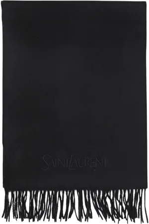 Saint Laurent Tilbehør, Herre, Sort, ONE SIZE, Uld, Sort Uld Frynse Tørklæde