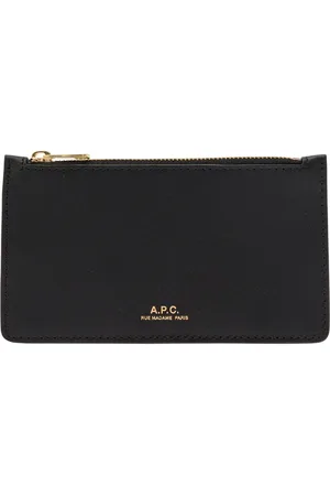 A.P.C. Tilbehør, Dame, Sort, ONE SIZE, Læder, Sort Læderpung med Lynlåslomme og Kortlommer