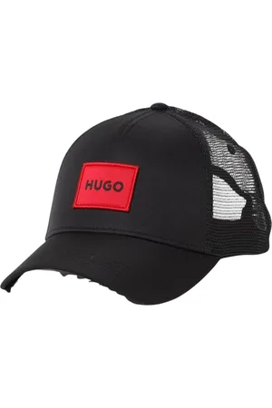 HUGO BOSS Tilbehør, Herre, Sort, ONE SIZE, Rød Logo Trucker Hat til Mænd