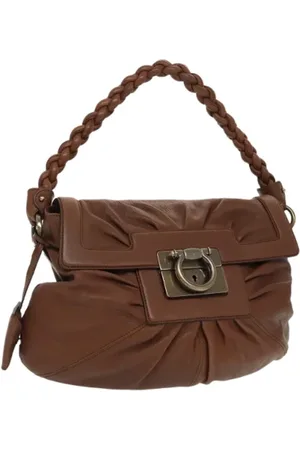 Salvatore Ferragamo Pre-owned, Dame, Brun, ONE SIZE, Uld, Pre-owned Laeder skuldertasker