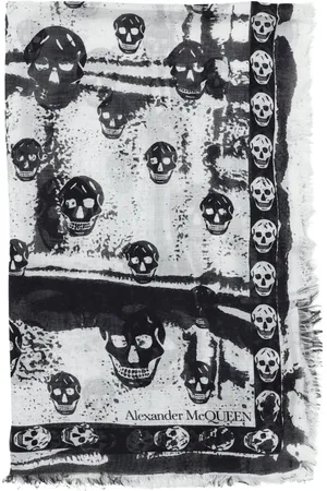 Alexander McQueen Tilbehør, Herre, Hvid, ONE SIZE, Skull Print Tørklæde