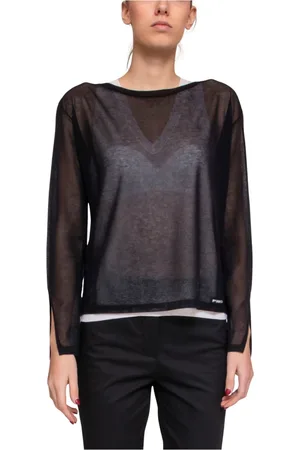 Pinko Top, Dame, Sort, M, Bomuld, Sort/Hvid Bomuld Jersey Sweater