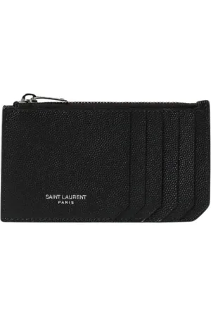 Saint Laurent Tilbehør, Herre, Sort, ONE SIZE, Læder, Sort Læderkortholder Pung
