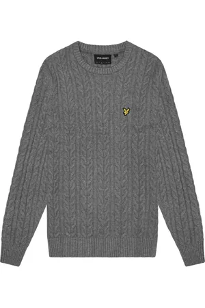 Lyle & Scott Strik, Herre, Grå, XL, Strikket Cable Crew Neck Jumper