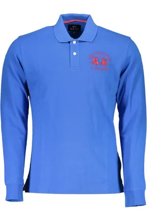 La Martina Top, Herre, Blå, XL, Bomuld, Elegant langærmet polo i chic blå