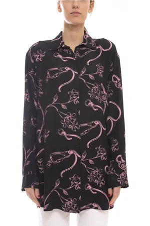 Moschino Bluser & Skjorter, Dame, Sort, 2XS, Uld, Sort Jacquard Skjorte med Mønster