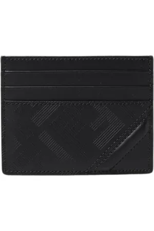 Fendi Tilbehør, Herre, Sort, ONE SIZE, Læder, Præget Logo Kortholder Pung