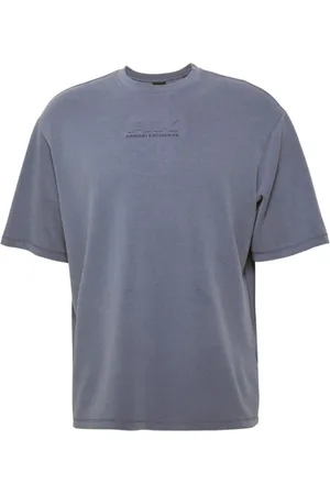 Armani Exchange Top, Herre, Blå, L, Uld, Basis Rundhals T-shirt Blå
