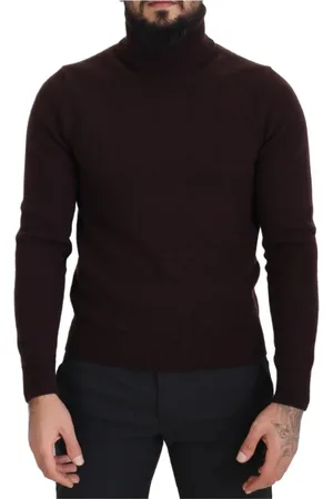 Dolce & Gabbana Strik, Herre, Brun, S, Uld, Sort Uld Turtleneck Pullover Sweater