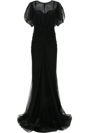 Victoria Beckham Kjole, Dame, Sort, 2XS, Tyl, Elegant Sort Tylkjole Korte Ærmer
