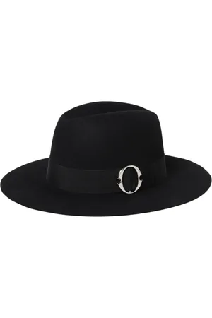 Alexander McQueen Tilbehør, Herre, Sort, S, Uld, Sort uld Fedora hat med metal detalje