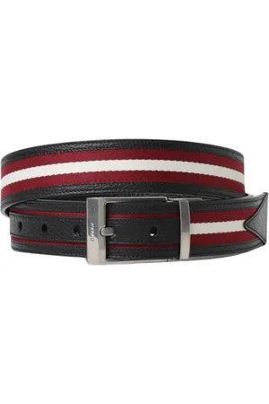Bally Tilbehør, Herre, Sort, 100 CM, Læder, Luksus Stribet Læderbælte