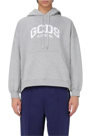 GCDS Sweathshirts & Hoodies, Herre, Grå, M, Uld, Stilfuld Grå Logo Hættetrøje Sweater