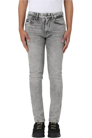 VERSACE Jeans, Herre, Grå, W32, Uld, Stilfulde Grå Slim Fit Jeans