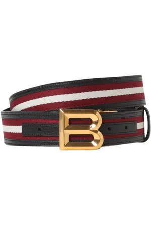 Bally Tilbehør, Herre, Brun, 90 CM, Læder, Stribet læderbælte, sort