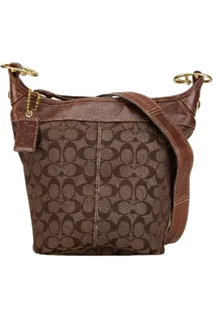 Coach Pre-owned, Dame, Brun, ONE SIZE, Uld, Pre-owned Canvas skuldertasker