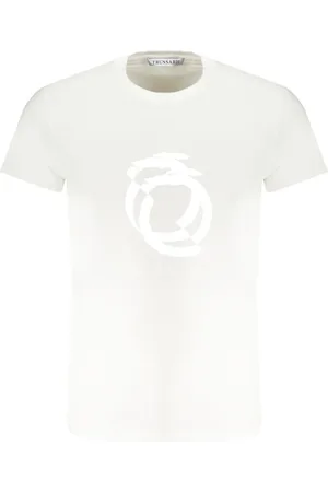Trussardi Top, Herre, Hvid, XL, Bomuld, Bomuld Logo Print Kortærmet T-shirt