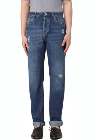 Brunello Cucinelli Jeans, Herre, Blå, 2XL, Bomuld, Slidte Slim-Fit Jeans