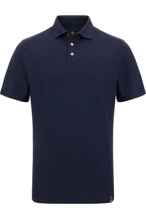 Boggi Milano Top, Herre, Blå, L, Bomuld, Bomuld Crepe Jersey Polo Shirt