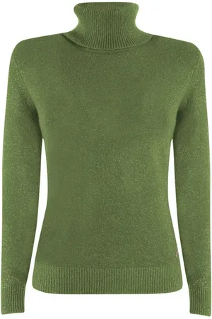 YES ZEE BY ESSENZA Strik, Dame, Grøn, 2XL, Grøn Viskose Sweater med Rullekrave
