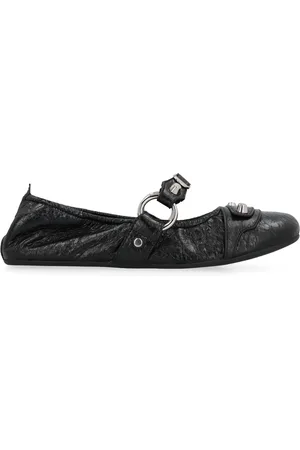 Balenciaga Sko, Dame, Sort, 40 EU, Læder, Studded Læder Ballet Flats